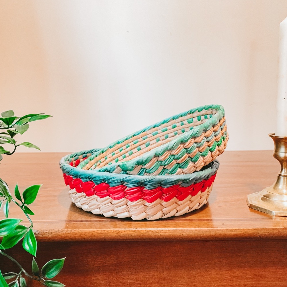 Boho Seagrass Woven Wicker Bowl Baskets